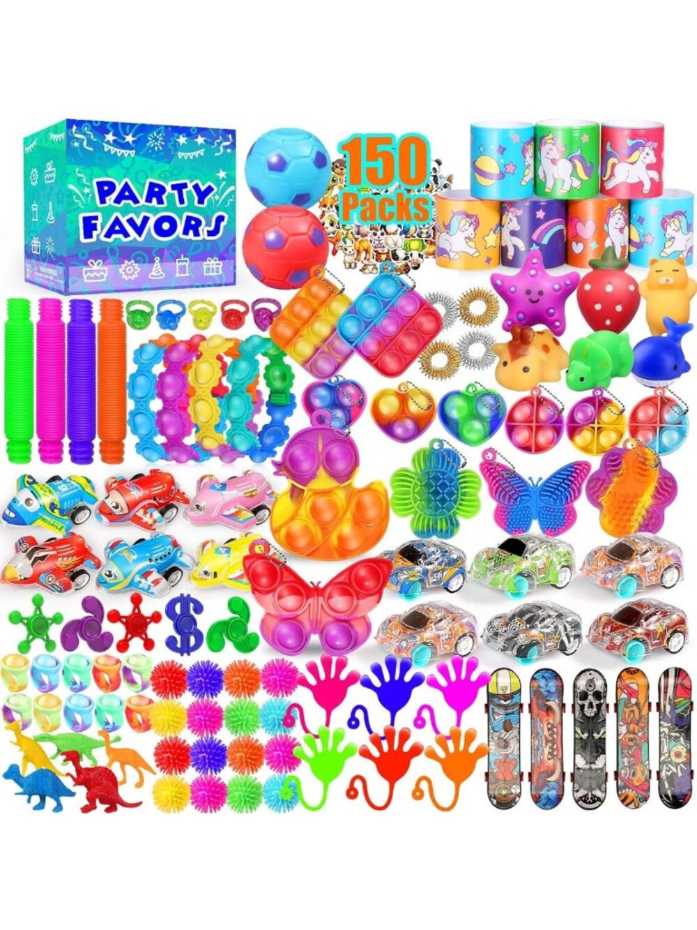 Bulk Fidget Toys 150-Pack for Kids 8-12 | Classroom Prizes & Party Favors